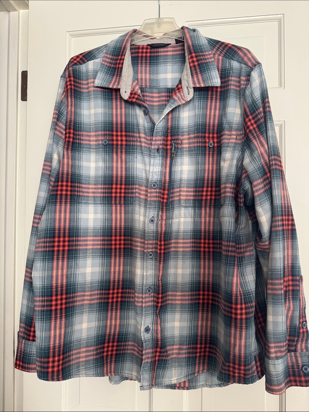 Jockey Red and Blue Plaid Long-Sleeve Button-Down Shirt